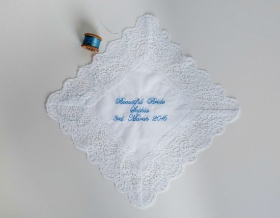 blue lace handkerchief