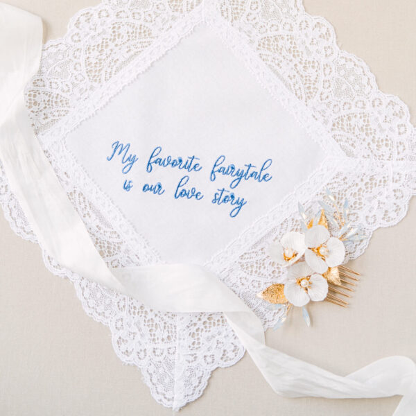 Nottingham Lace Handkerchief – Any message embroidered up to 100 characters