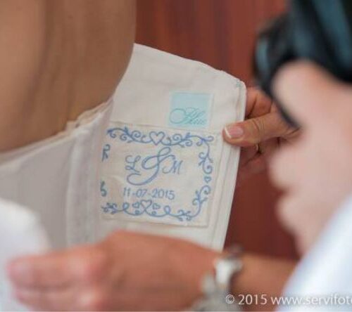 Personalised wedding dress label