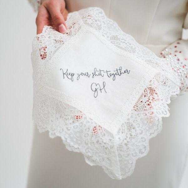 Nottingham Lace Handkerchief – Any message embroidered up to 100 characters