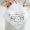 Luxe Cotton Mens Handkerchief - Any Message Embroidered up to 150 Characters Personalised mans handkerchief