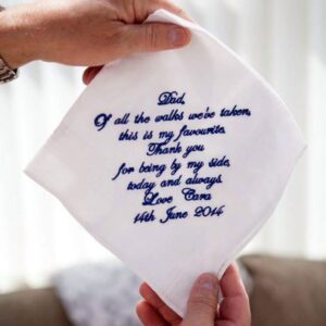 Luxe Cotton Mens Handkerchief - Any Message Embroidered up to 150 Characters personalised men handkerchiefs for Father of the Bride