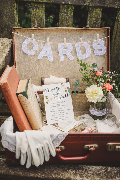 Vintage suitcase for wedding cards