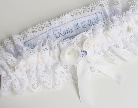 Personalised wedding garter Lilly