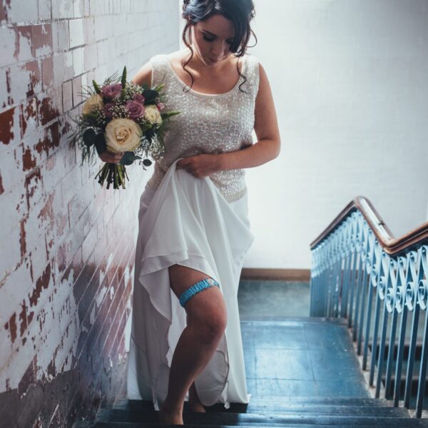 Clara - Blue silk wedding garter