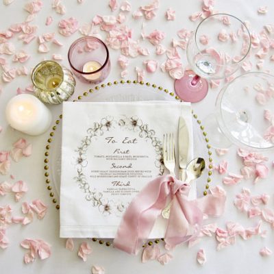 Personalise your Wedding Table Decor with Custom Printed Fabric Menus