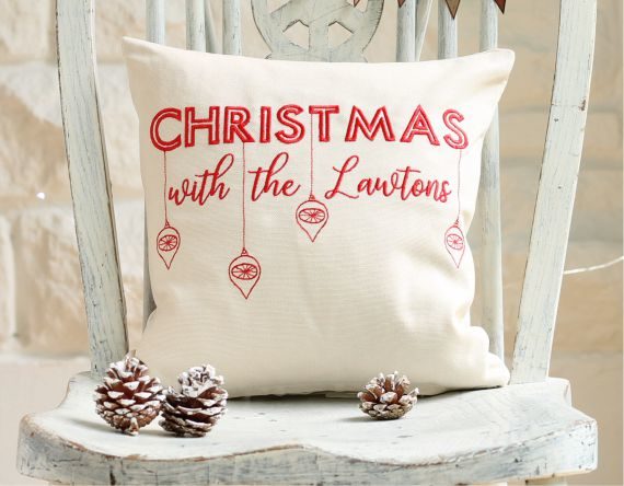 Family Christmas Personalised Embroidered Cushion