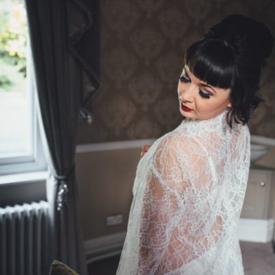 Bridal Boudoir at it’s Best at Blackbrook House with Silk Lingerie, French Lace Robe and Handmade Wedding Garters