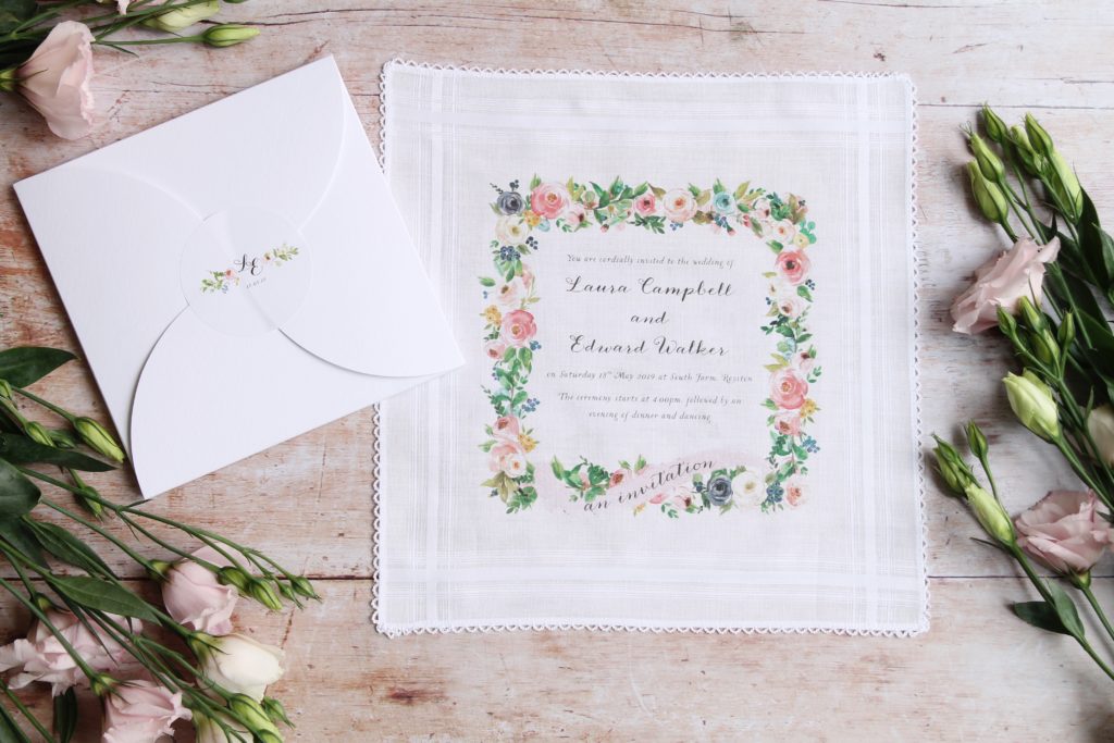 wedding handkerchief invitations, wedding handkerchief invitation