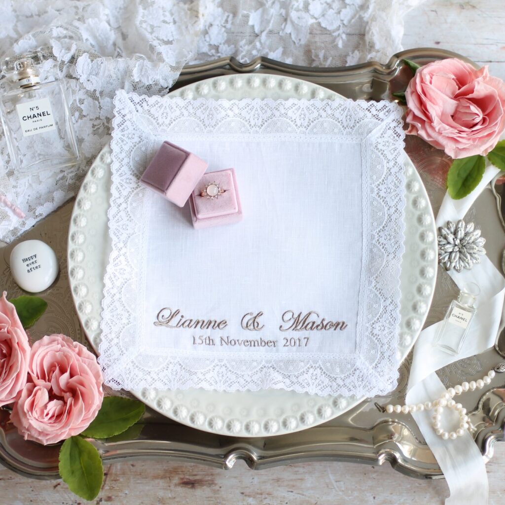 Personalised Ladies Wedding Handkerchiefs Extra Special Touch   IMG 7963 Scaled E1705430627206 1024x1024 