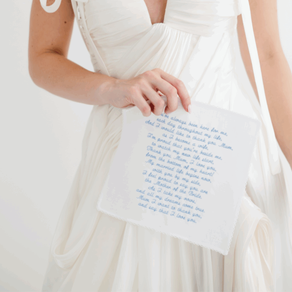 Irish Linen Handkerchief with Crochet Edge - Any message embroidered up to 550 characters