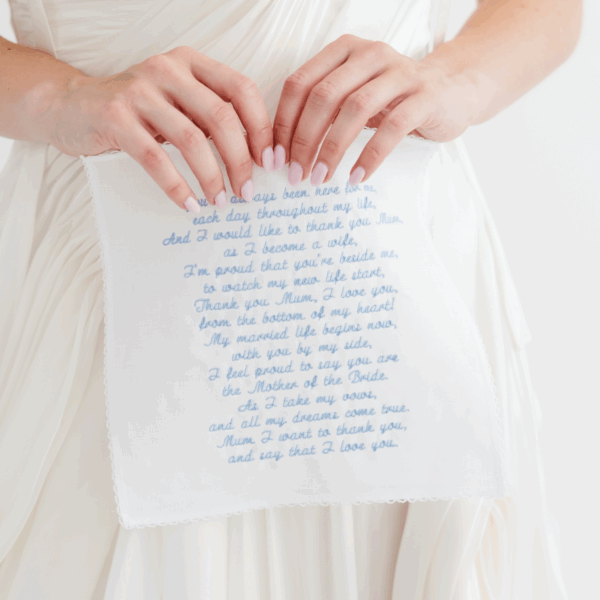 Irish Linen Handkerchief with Crochet Edge - Any message embroidered up to 550 characters