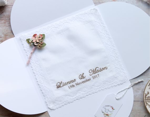 embroidered handkerchief wedding