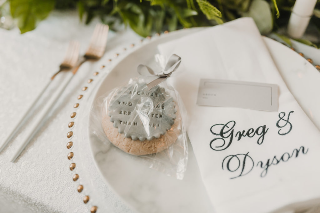 Two Grooms: Luxe, Contemporary Wedding Styling with Personalised Napkins