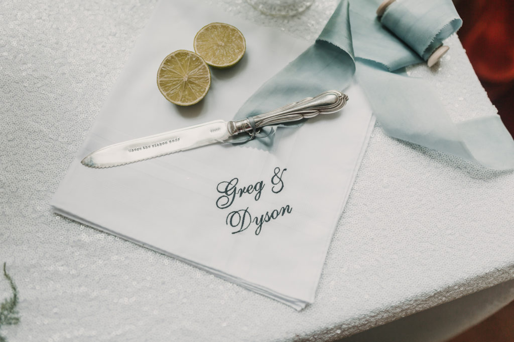 Two Grooms: Luxe, Contemporary Wedding Styling with Personalised Napkins