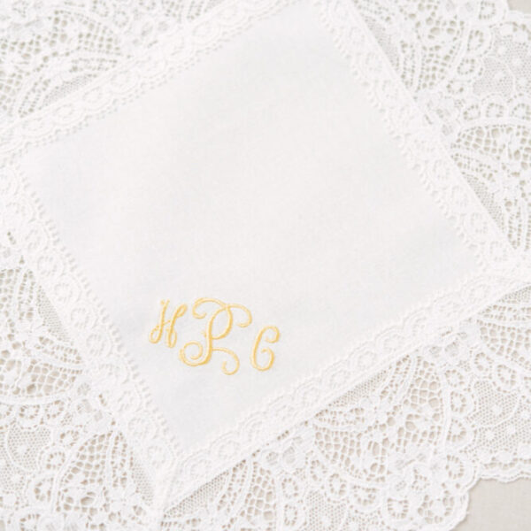 monogram bride handkerchief