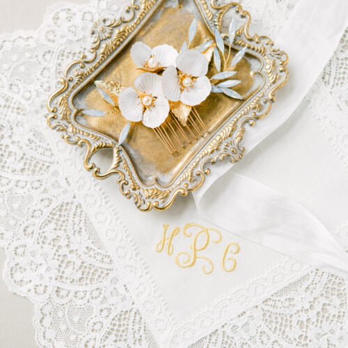 monogram bride handkerchief