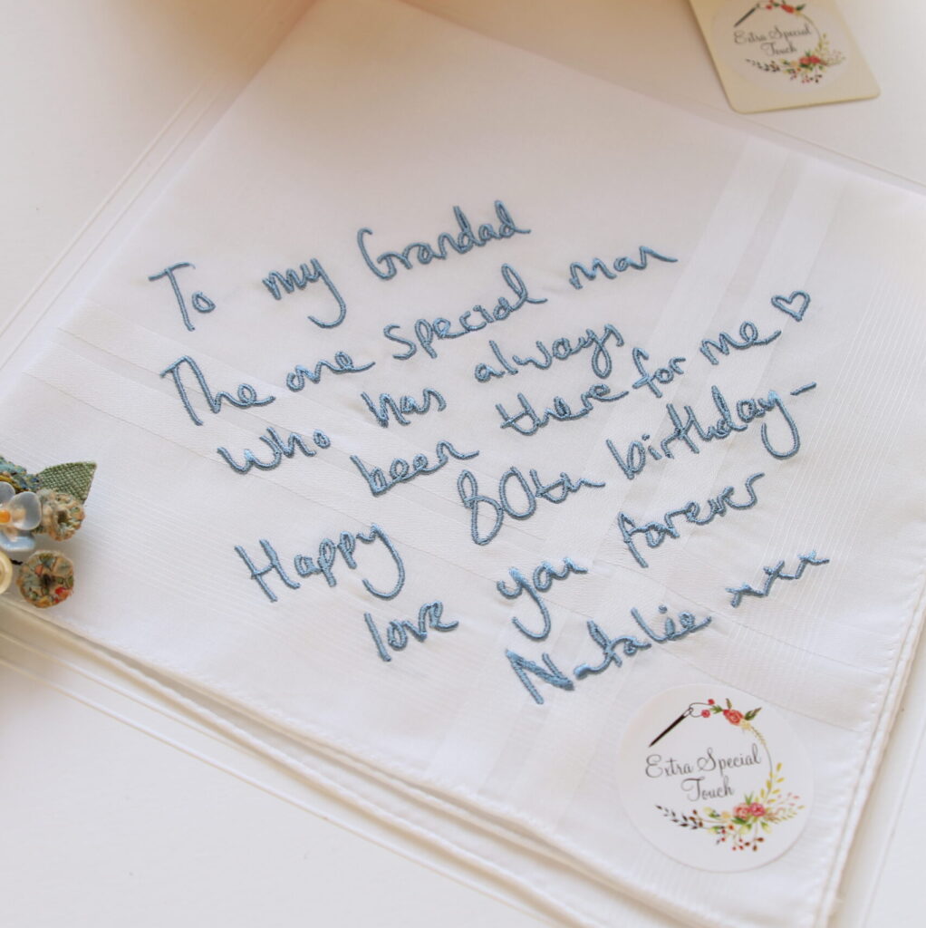 handwriting on handkerchief