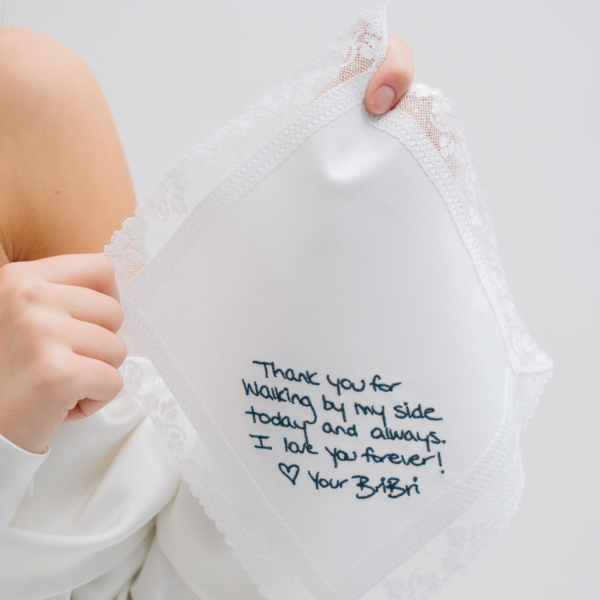 Nottingham Lace Handkerchief - Embroidered with your own handwriting