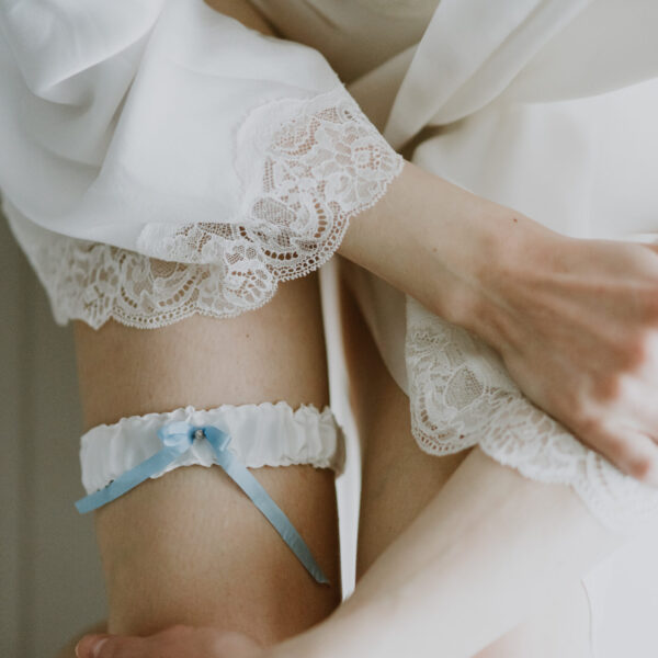 Victoria garter with blue bow