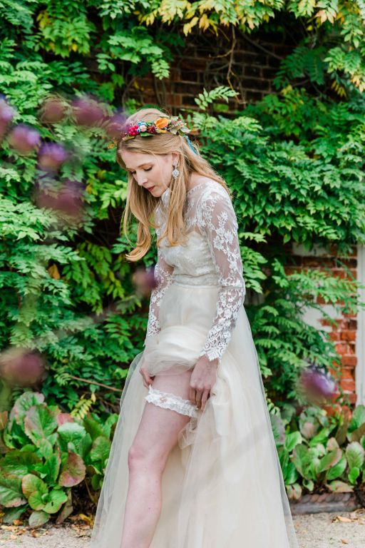 Elegant Garden Wedding with Embroidered Rose Gold Napkins