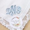 Nottingham Lace Handkerchief – Embroidered with 3 letter monogram