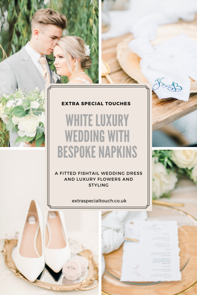 White Luxury Wedding Inspiration at Irnham Hall With Bespoke Napkins
