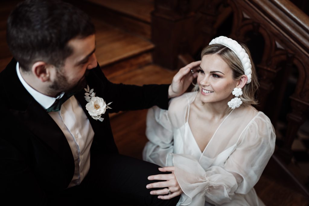 Custom Wedding Napkins With A Monochrome Theme For A Modern Thicket Priory Wedding
