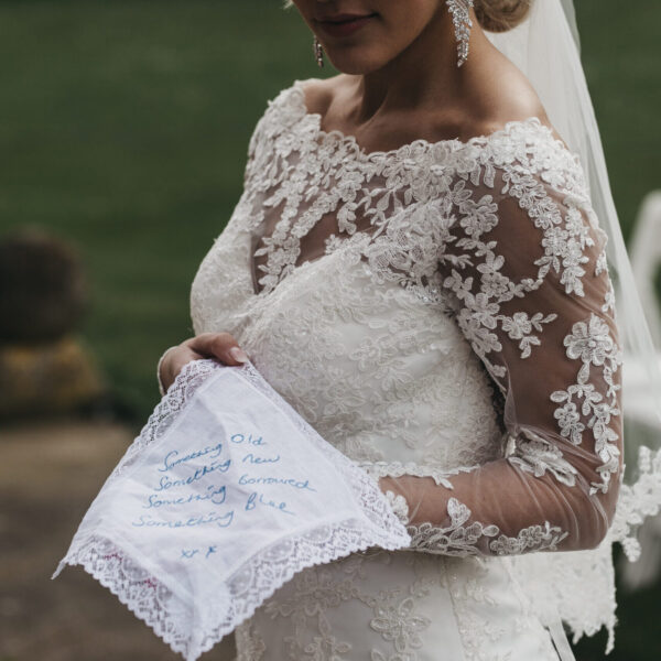 Something Blue wedding handkerchief