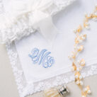 Monogram Lace Handkerchief - Handmade with Nottingham Lace with 3 Initials