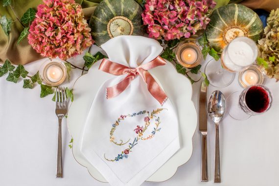 Floral Monogram Wedding Napkin