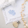 Nottingham Lace Handkerchief - Embroidered with 3 letter monogram