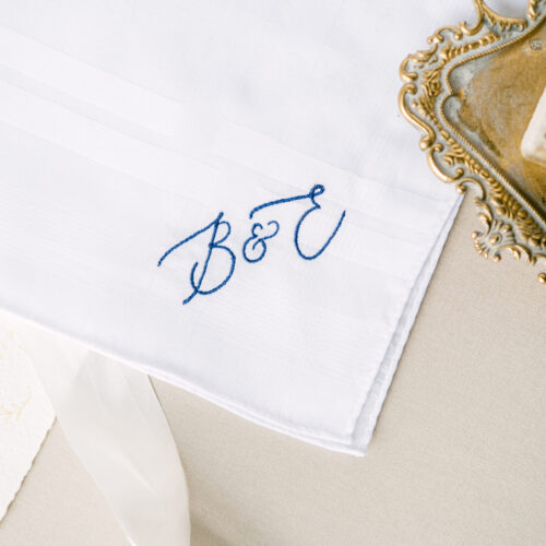 Calligraphy Monogram Wedding Handkerchief