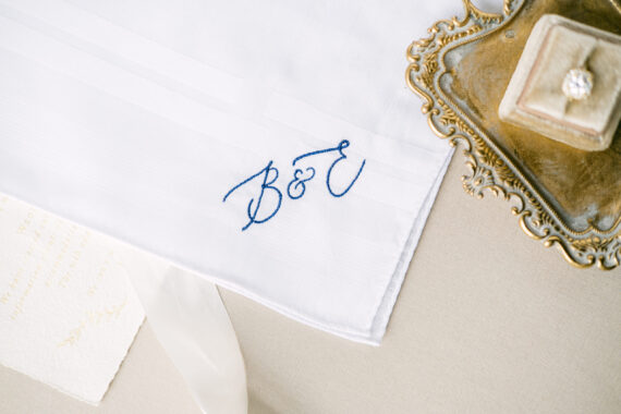 Calligraphy Monogram Wedding Handkerchief