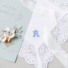 Monogrammed lace wedding handkerchief