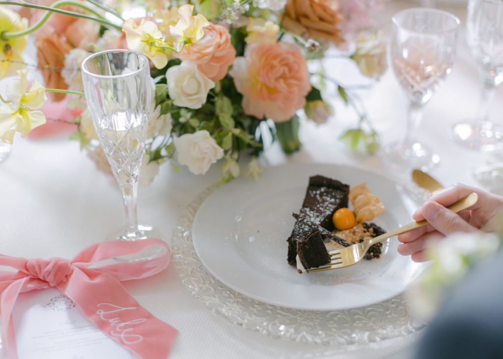Pastel Floral Wedding With Velvet Napkin Bows