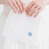 Nottingham Lace Handkerchief - Embroidered intertwined monogram