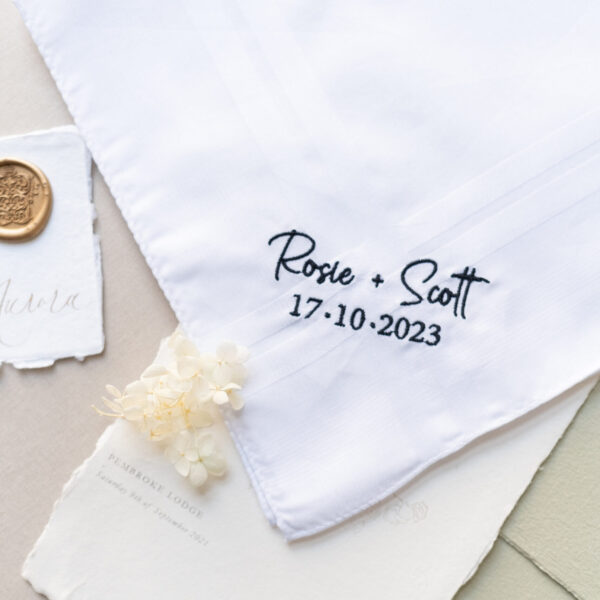 wedding handkerchief with date