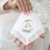 Monogrammed Wedding Crest Handkerchief - Handmade with Nottingham Lace