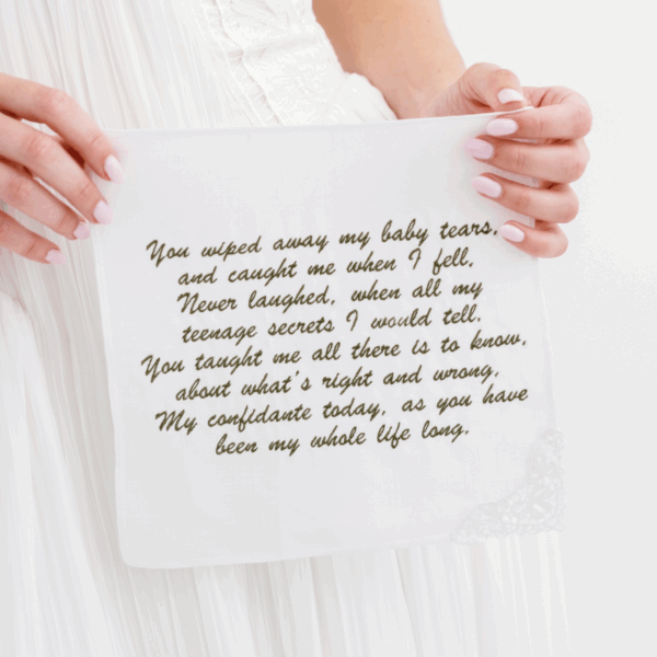 Irish Linen Lace Corner Handkerchief Personalised with own words up 250 Characters