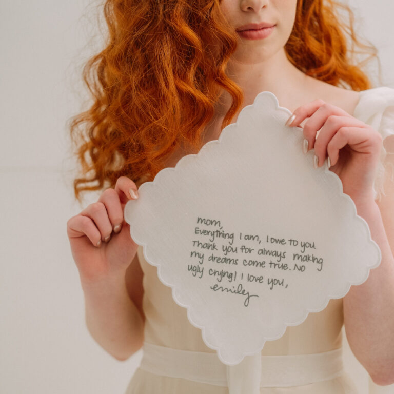 Personalised Scallop Handkerchief - Embroidered Handwriting Handkerchief