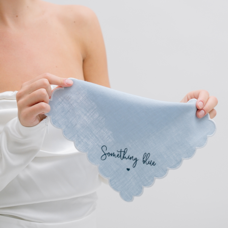 Scallop Handkerchief - Something Blue Wedding Hankie