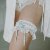 Alice - Nottingham lace & blue silk bow garter