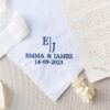 Luxe Cotton Mens Handkerchief- Couples Monogram, Names and Date