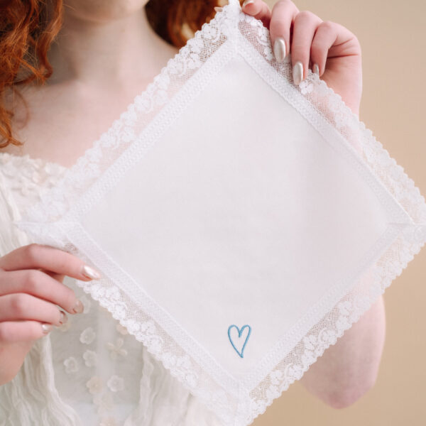 handkerchief with blue heart