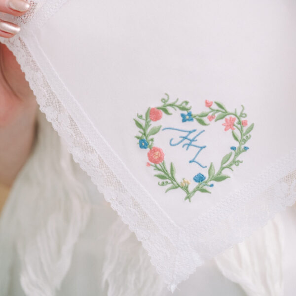 wedding crest lace handkerchief