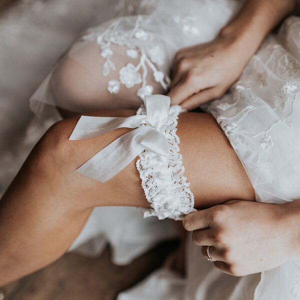 Ruby Nottingham lace wedding garter