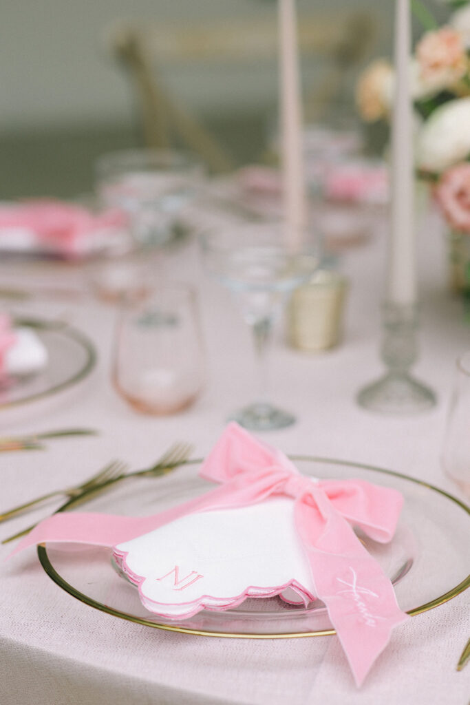 Luxury Pink Wedding Styling With Personalised Hankies