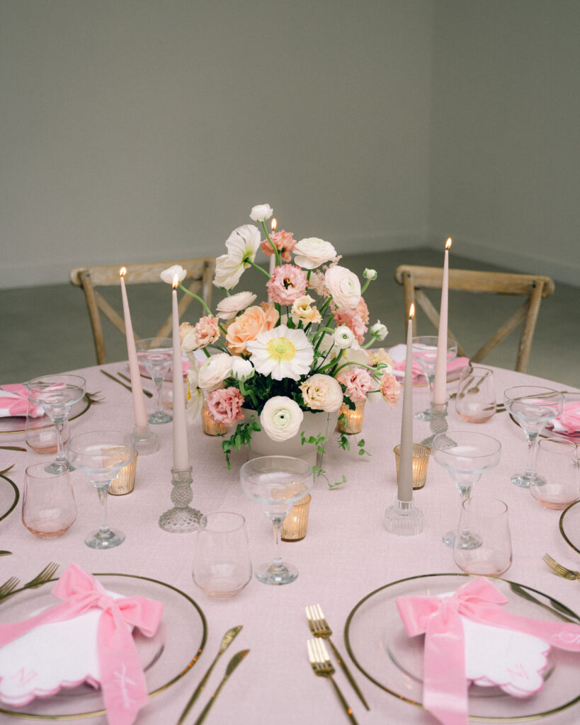 Luxury Pink Wedding Styling With Personalised Hankies