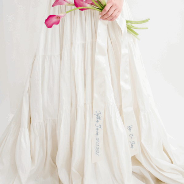 Personalised Embroidered Bouquet Ribbon in Satin